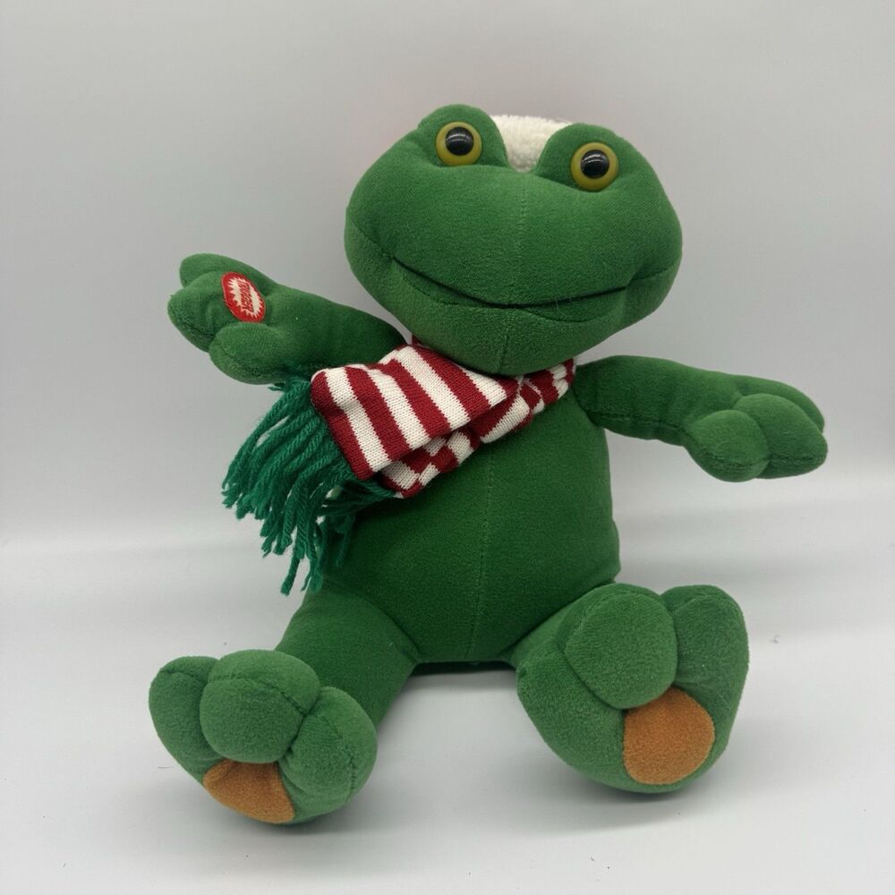 VTG Rare  Dillards Animated Green Christmas Frog Plush